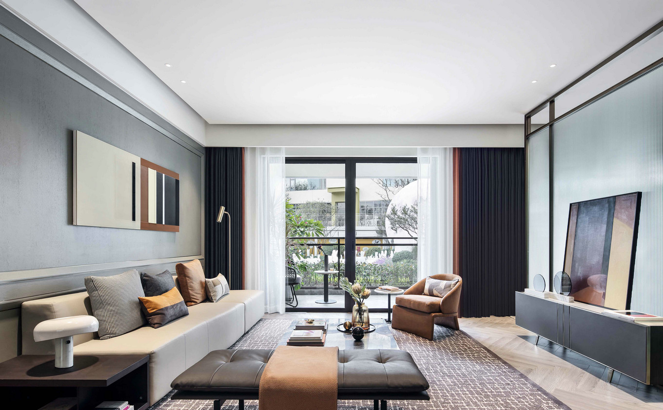 現代輕奢風格室內家裝案例效果圖-客廳 現代輕奢風格室內家裝案例效果圖-客廳