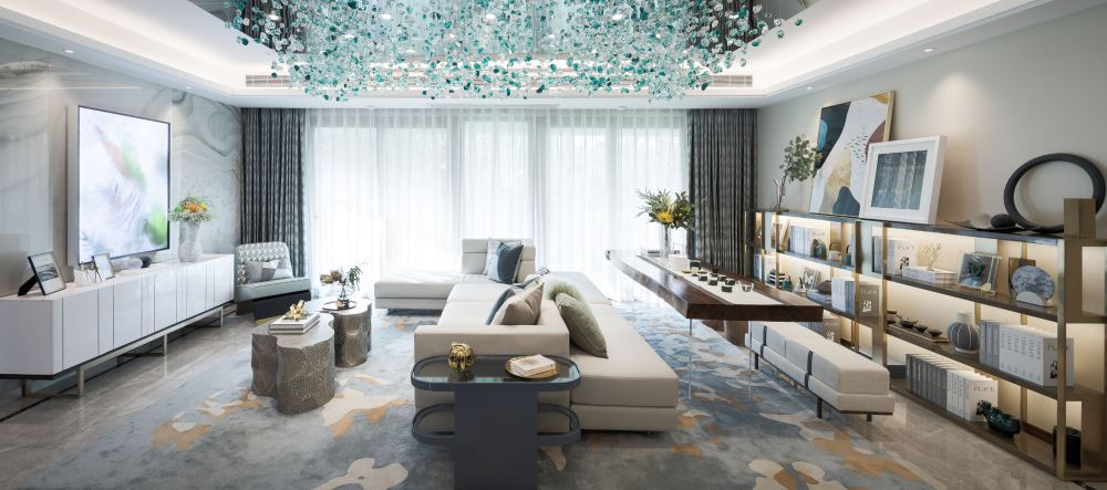 佛山市世茂弘陽綠島湖公館輕奢風格四居室裝修案例