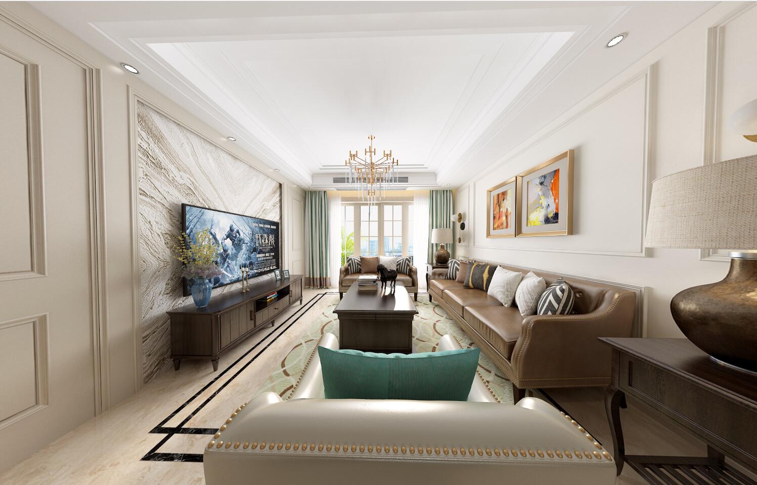 廣州市富力東堤灣歐式風格三居室裝修案例