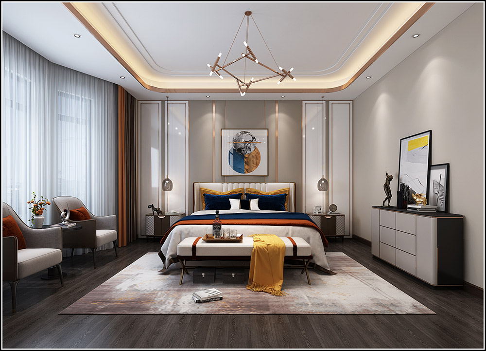 輕奢風格別墅裝修效果圖-格林天成別墅400平米-臥室 輕奢風格別墅裝修效果圖-格林天成別墅400平米-臥室