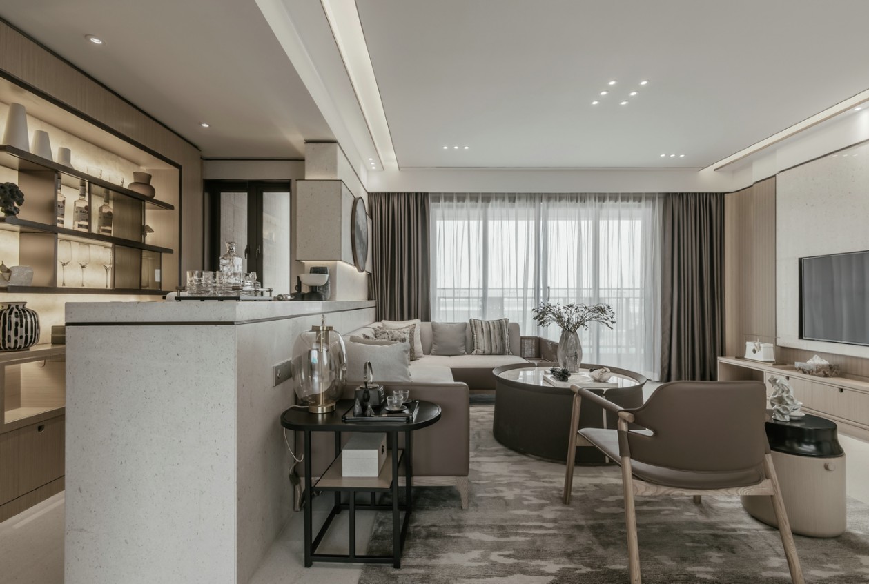 新中式風格室內家裝案例效果圖客廳吧臺 新中式風格室內家裝案例效果圖客廳吧臺