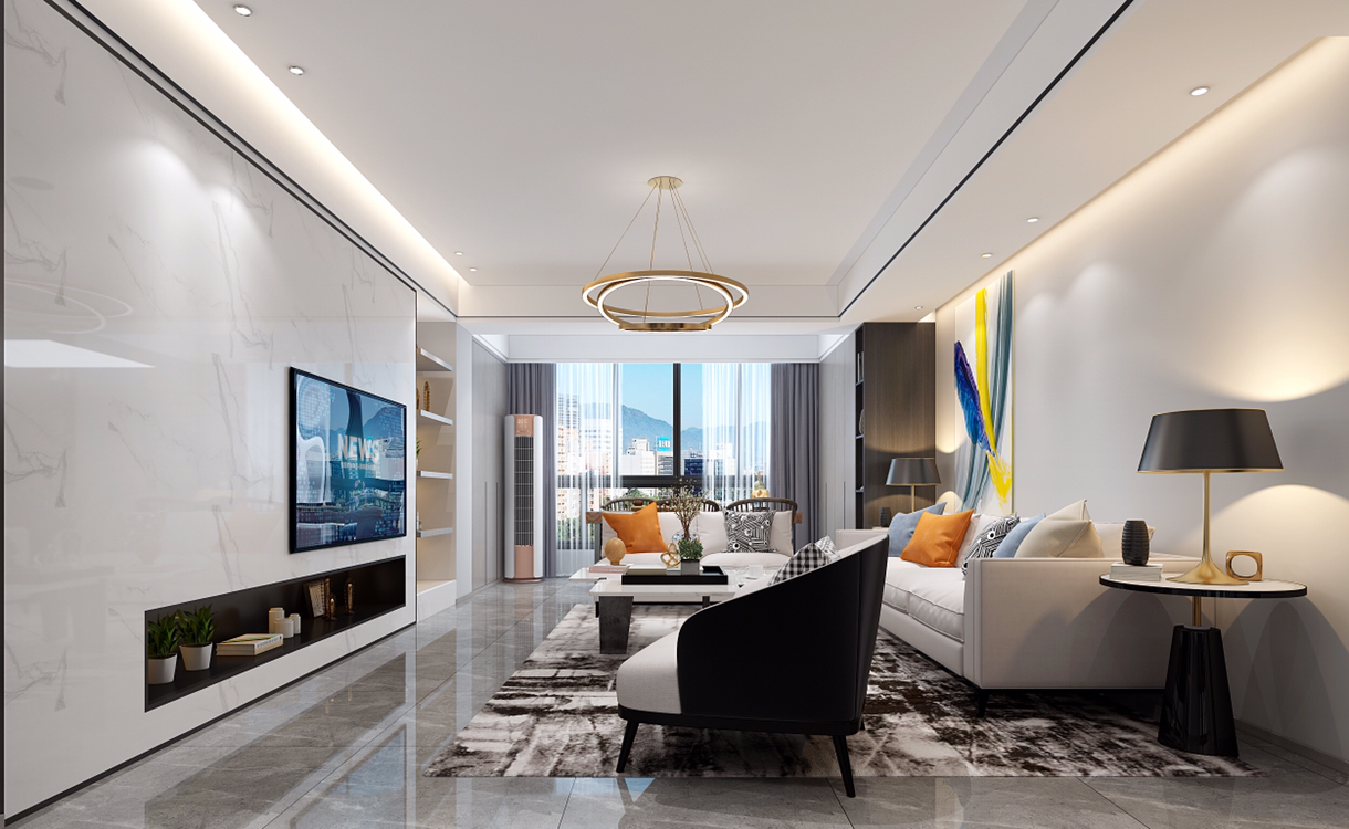 裝修案例現代輕奢風格室內裝修效果圖-客廳 裝修案例現代輕奢風格室內裝修效果圖-客廳