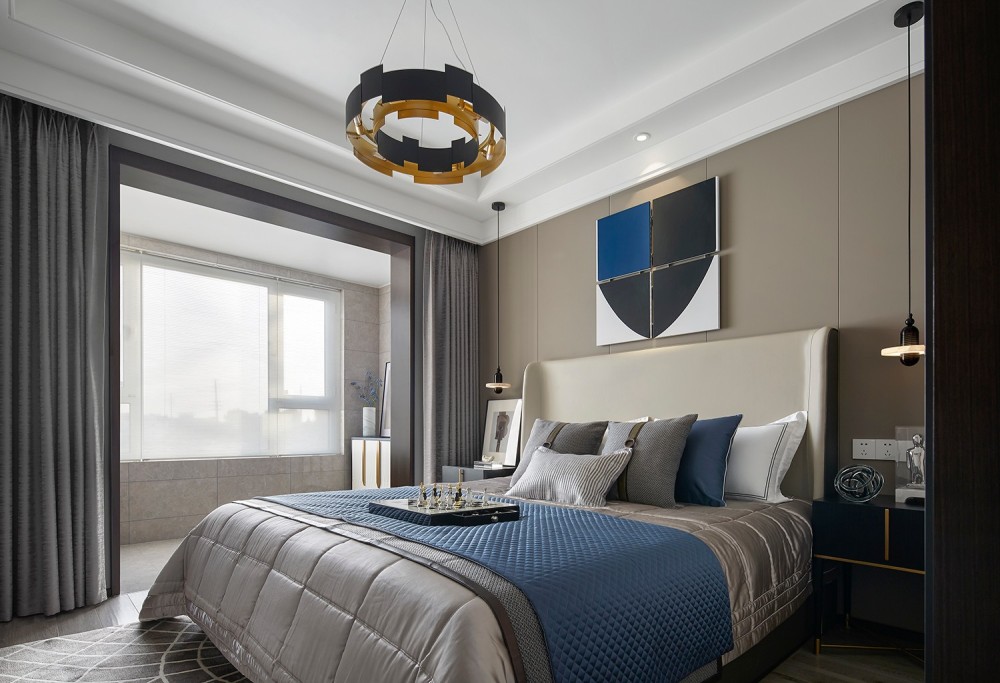 港式現代風格室內家裝案例效果圖-主臥 港式現代風格室內家裝案例效果圖-主臥