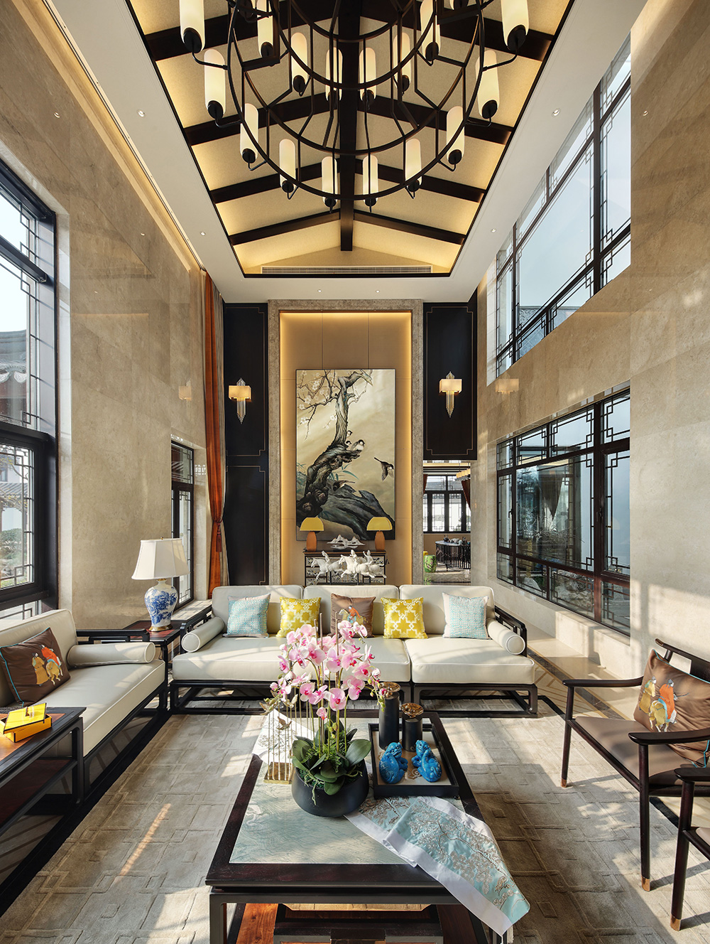 新中式風格別墅裝修設計效果圖-碧桂園海景苑別墅568平米-別墅裝修設計客廳 新中式風格別墅裝修設計效果圖-碧桂園海景苑別墅568平米-別墅裝修設計客廳