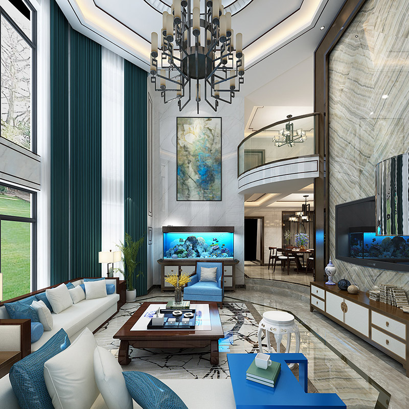 新中式風格別墅裝修設計效果圖-海琴水岸別墅365平米-別墅裝修設計客廳 新中式風格別墅裝修設計效果圖-海琴水岸別墅365平米-別墅裝修設計客廳