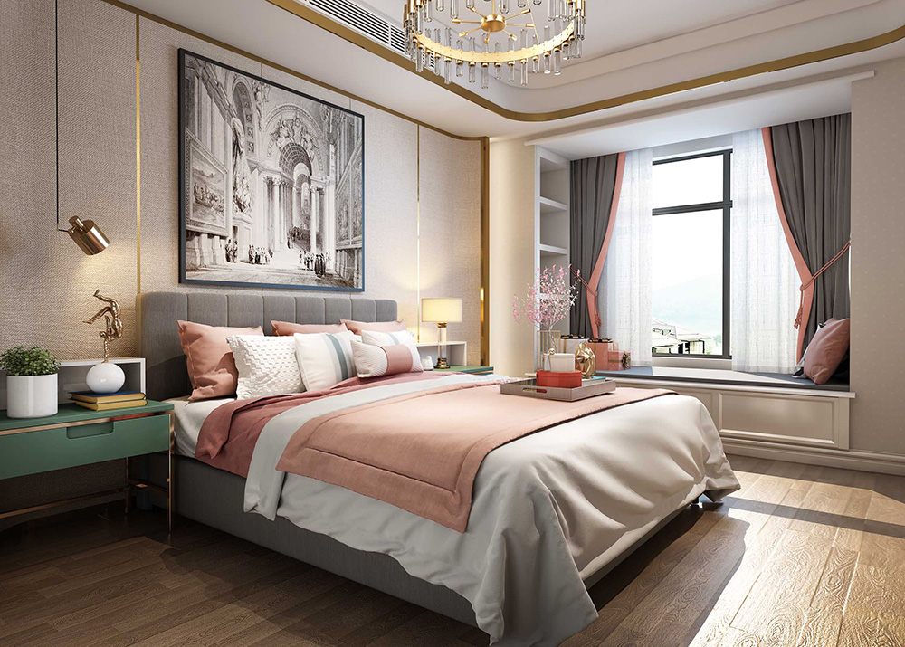 簡歐風格別墅裝修設計效果圖-客臥
