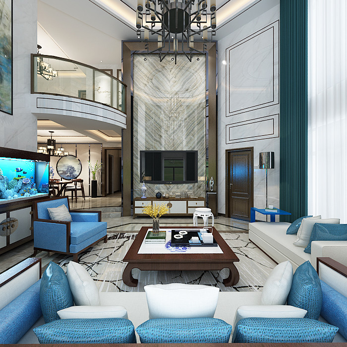 新中式風格別墅裝修設計效果圖-海琴水岸別墅365平米-別墅裝修設計客廳 新中式風格別墅裝修設計效果圖-海琴水岸別墅365平米-別墅裝修設計客廳