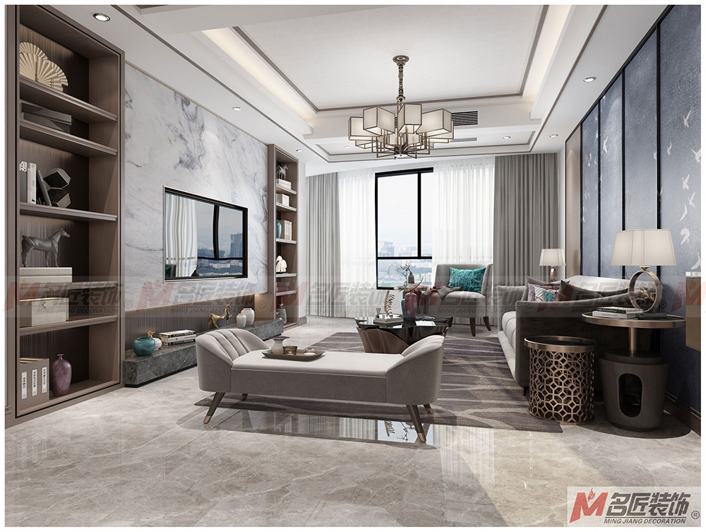 現代前衛(wèi)風格室內裝修效果圖-金色海岸三居132平米-客廳