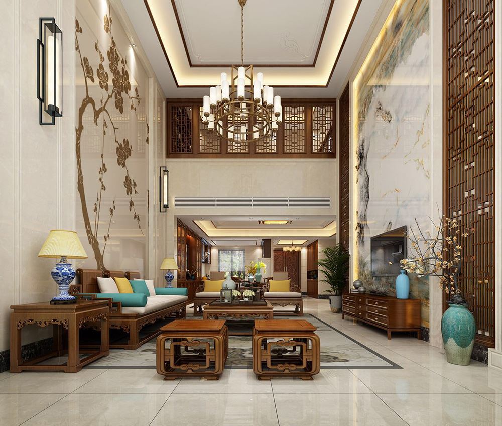 佛山市金茂綠島湖新中式風格別墅裝修案例