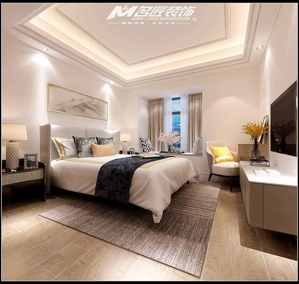 輕奢風(fēng)格室內(nèi)裝修效果圖-福臨門三居115平米-臥室 輕奢風(fēng)格室內(nèi)裝修效果圖-福臨門三居115平米-臥室