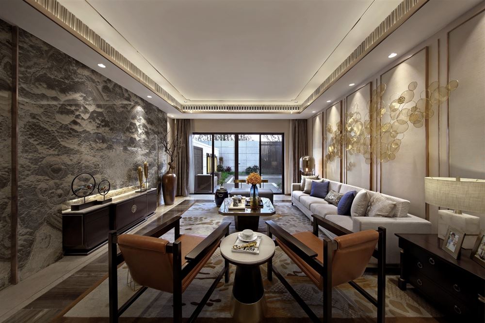 佛山市綠地熙江廣場新中式風格四居室裝修案例