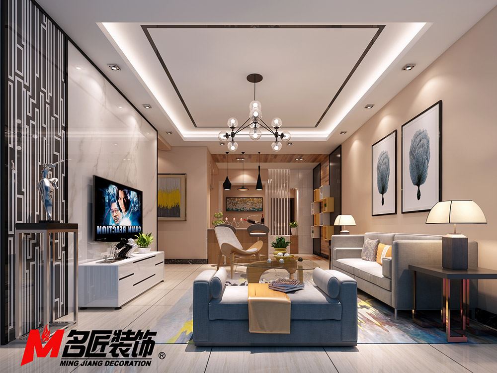 河源市潤豐天虹花園現代簡約風格三居室裝修案例
