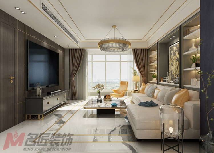 現代輕奢風格室內裝修設計效果圖-保利天璽135平米-室內背景墻裝修設計 現代輕奢風格室內裝修設計效果圖-保利天璽135平米-室內背景墻裝修設計