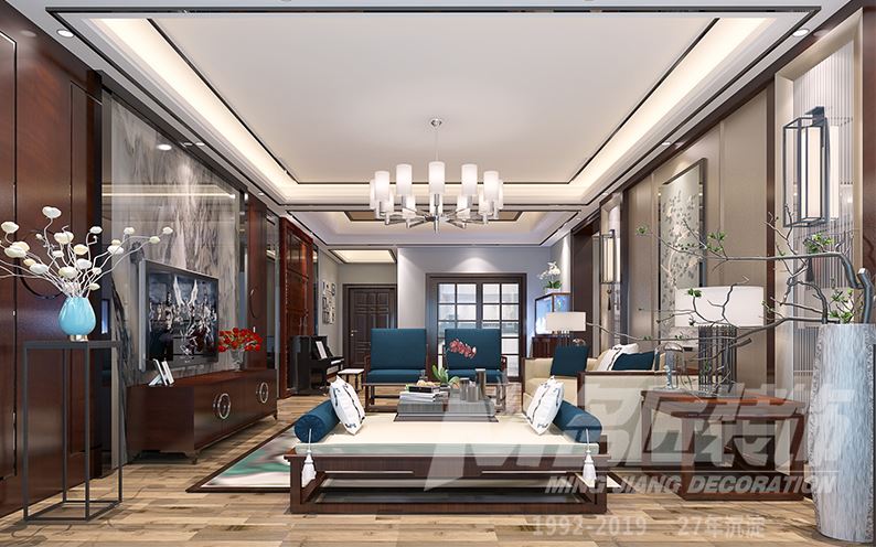 佛山市美的·金地·新明珠·鳳翔灣壹號新中式風格三居室裝修案例