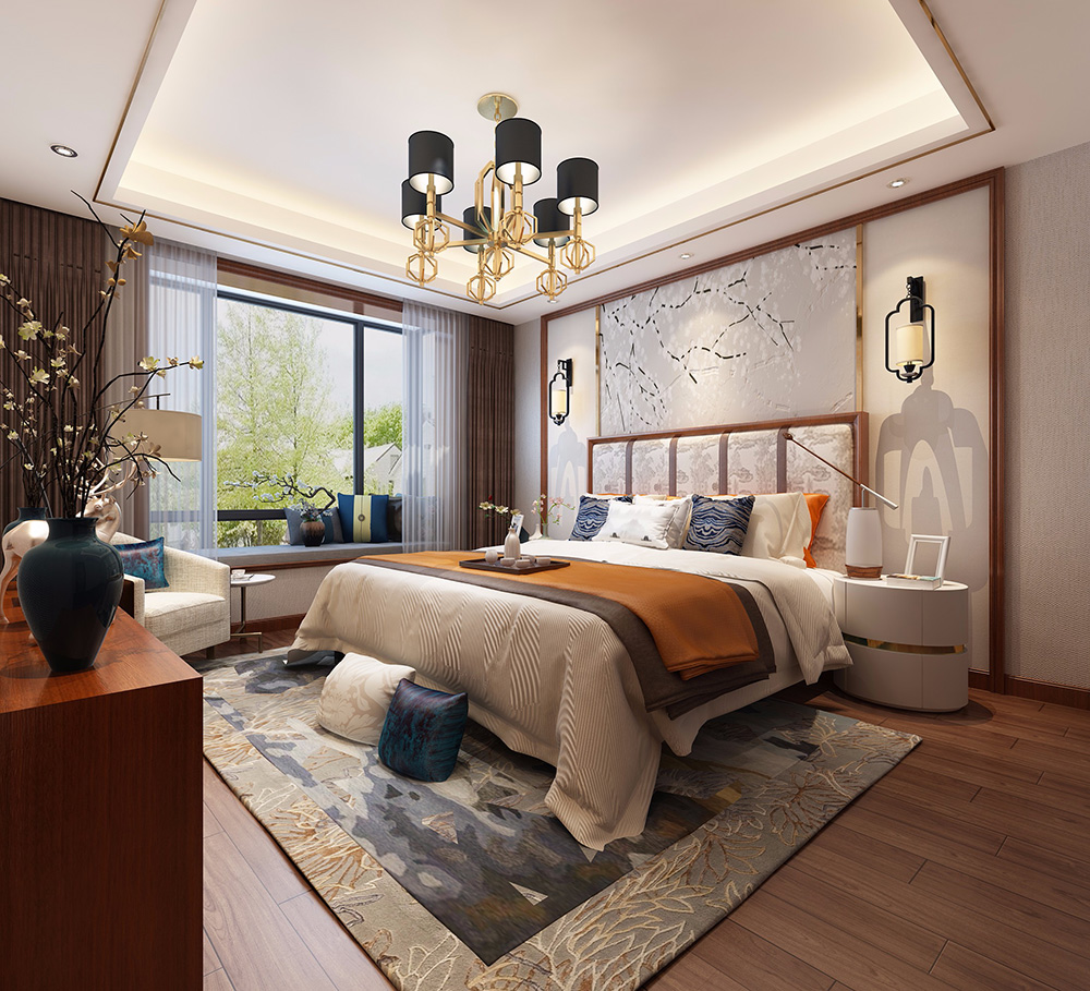 新中式風格別墅裝修設計效果圖-力迅榕墅里別墅450平米-別墅客臥裝修設計 新中式風格別墅裝修設計效果圖-力迅榕墅里別墅450平米-別墅客臥裝修設計