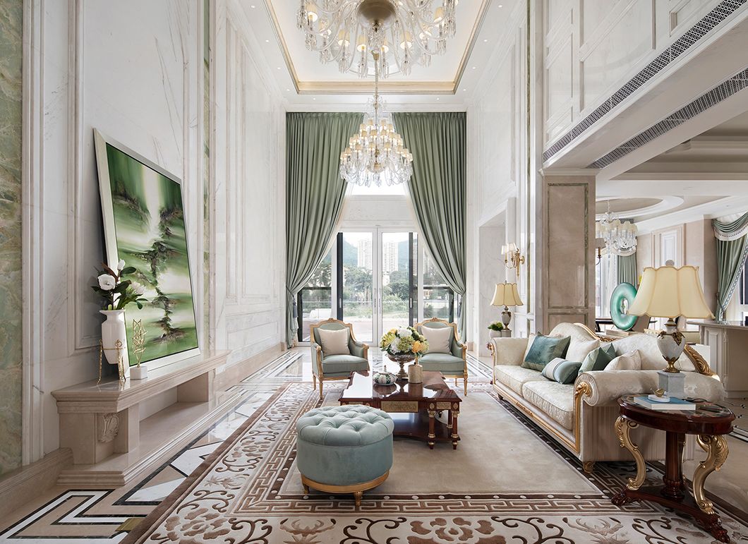 簡歐風(fēng)格別墅裝修設(shè)計效果圖-天湖酈都別墅450平米-別墅客廳裝修設(shè)計 簡歐風(fēng)格別墅裝修設(shè)計效果圖-天湖酈都別墅450平米-別墅客廳裝修設(shè)計