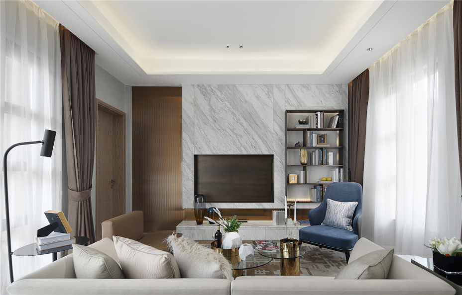 現代輕奢風格室內家裝案例效果圖-客廳 現代輕奢風格室內家裝案例效果圖-客廳