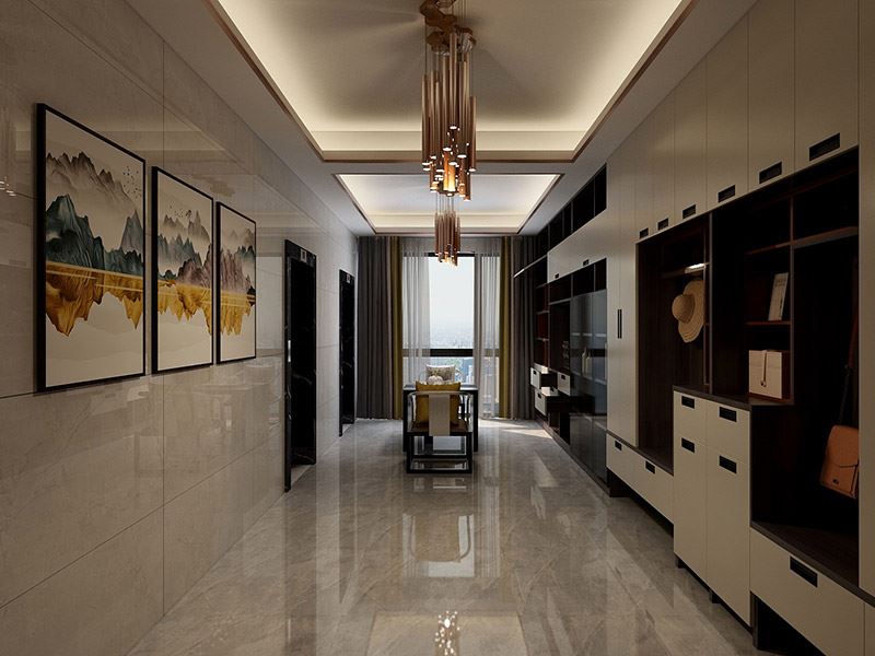 佛山市海倫堡玖悅瀾灣新中式風(fēng)格四居室裝修案例