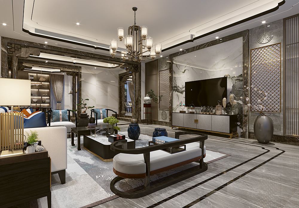 佛山市保利雲上新中式風格別墅裝修案例