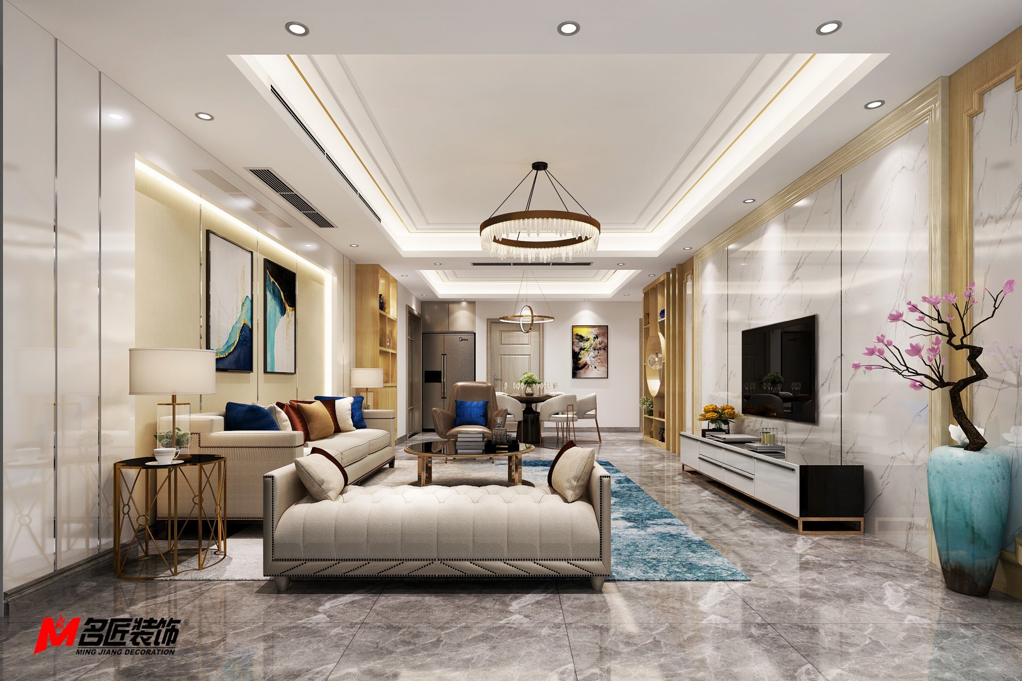 佛山市保利玥府輕奢風格三居室裝修案例