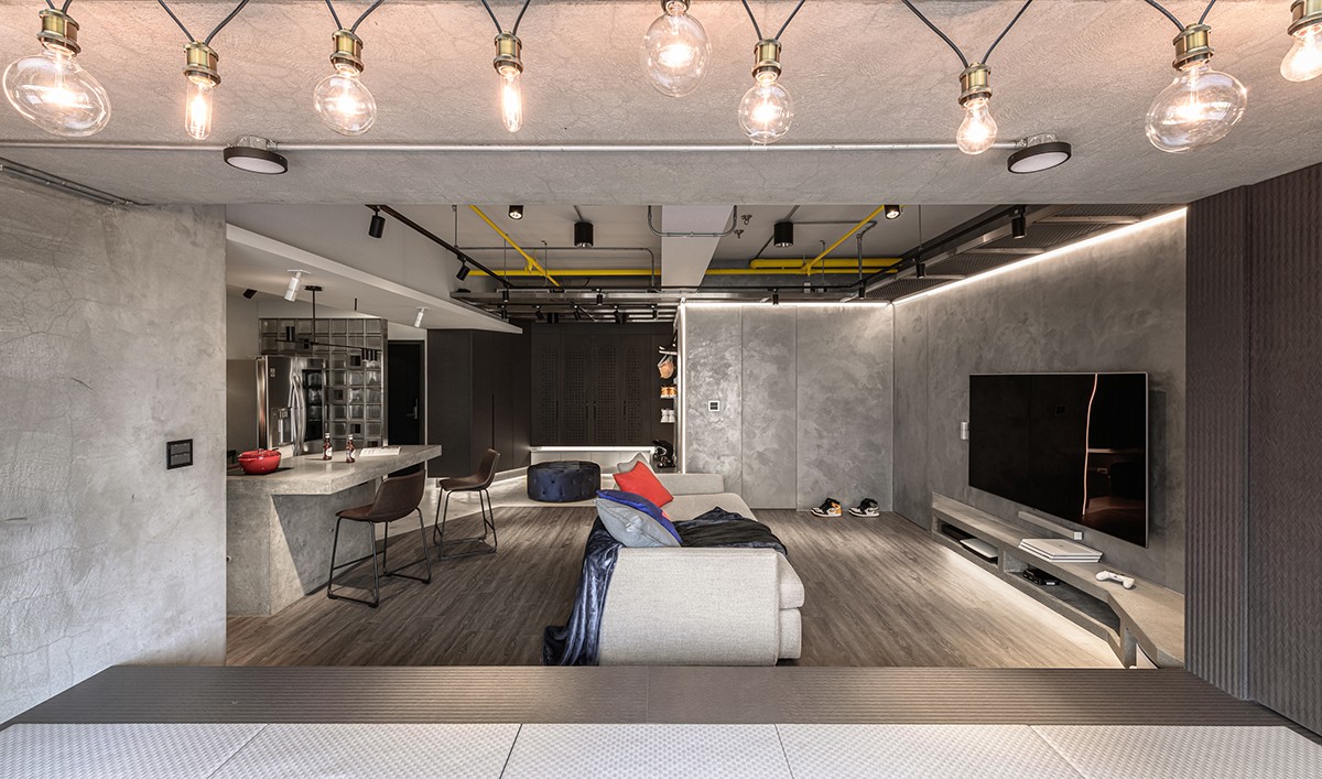 現代工業風格家裝設計室內裝修效果圖-客廳 現代工業風格家裝設計室內裝修效果圖-客廳