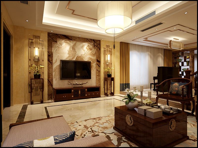 佛山市鵬瑞·三龍灣1號新中式風格別墅裝修案例