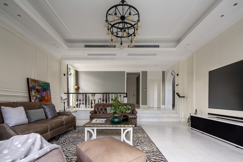 現代美式風格別墅家裝案例效果圖-客廳 現代美式風格別墅家裝案例效果圖-客廳