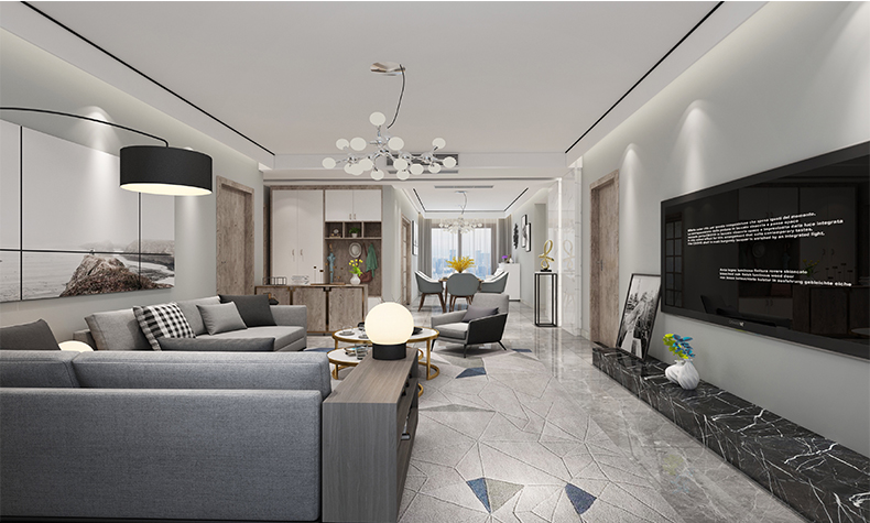 佛山市綠地·拾野川現(xiàn)代簡約風(fēng)格二居室裝修案例