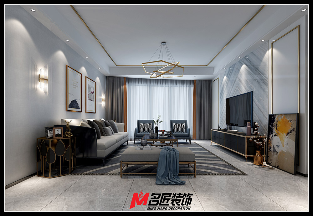 輕奢風(fēng)格室內(nèi)裝修效果圖-城市港灣三居180平米-客廳 輕奢風(fēng)格室內(nèi)裝修效果圖-城市港灣三居180平米-客廳