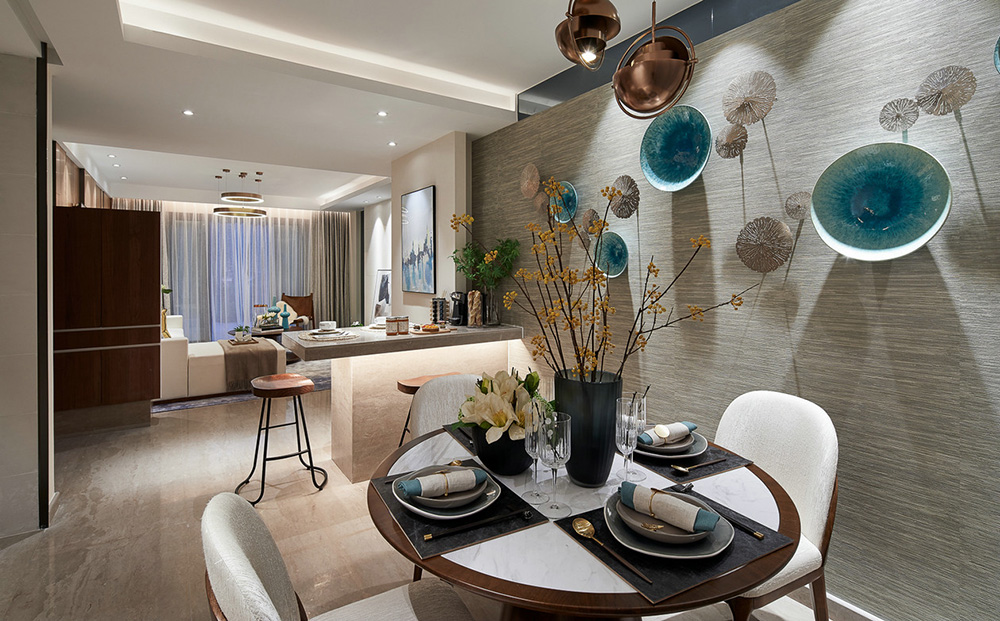 錦和花園三居111平米輕奢風格室內(nèi)裝修案例-餐廳 錦和花園三居111平米輕奢風格室內(nèi)裝修案例-餐廳