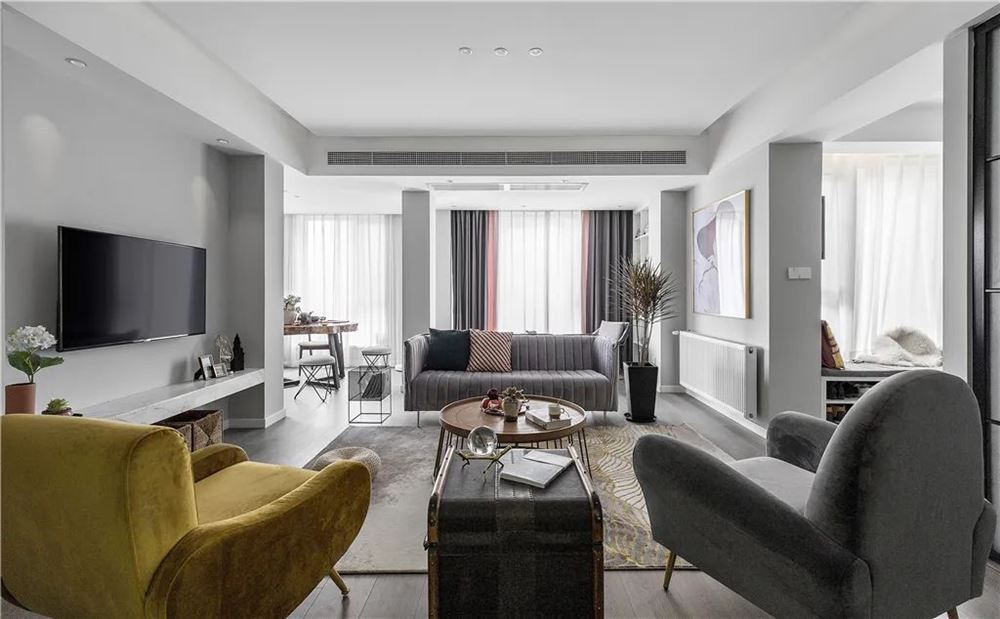 廣州市萬科城市花園(黃埔)輕奢風(fēng)格三居室裝修案例