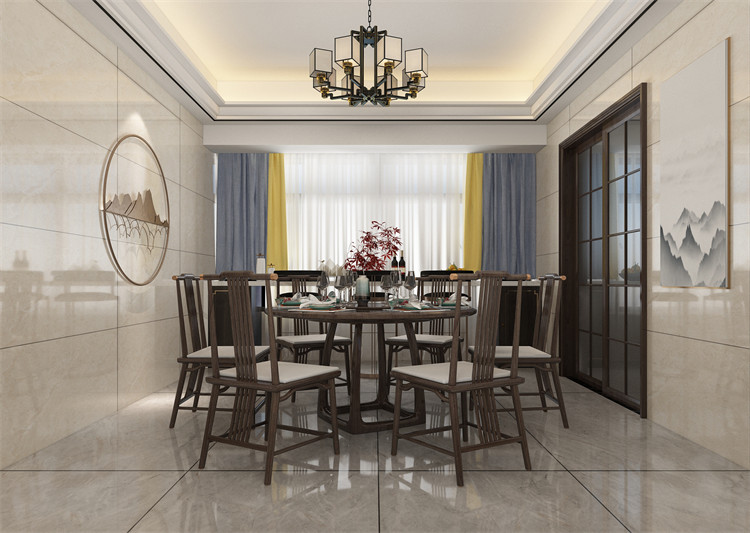 廣州市碧桂園城市花園新中式風格四居室裝修案例