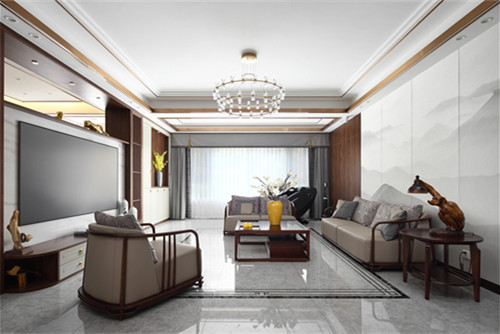 德陽市富樂花苑新中式風格三居室裝修案例