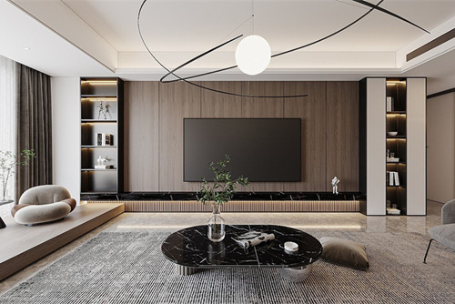 德陽市濱河公寓輕奢風(fēng)格三居室裝修案例