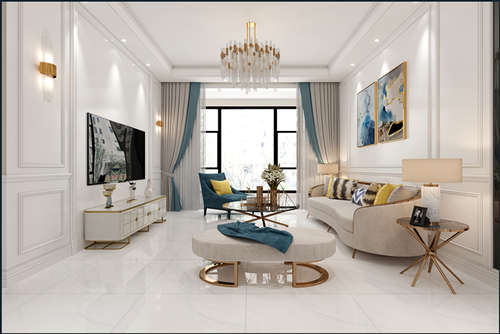 佛山市恒大雅苑新中式風(fēng)格三居室裝修案例